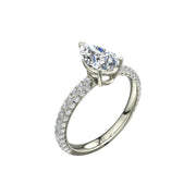 Solitaire diamant naturel poire et diamants naturels ronds Patrizia 1.50 carat or blanc